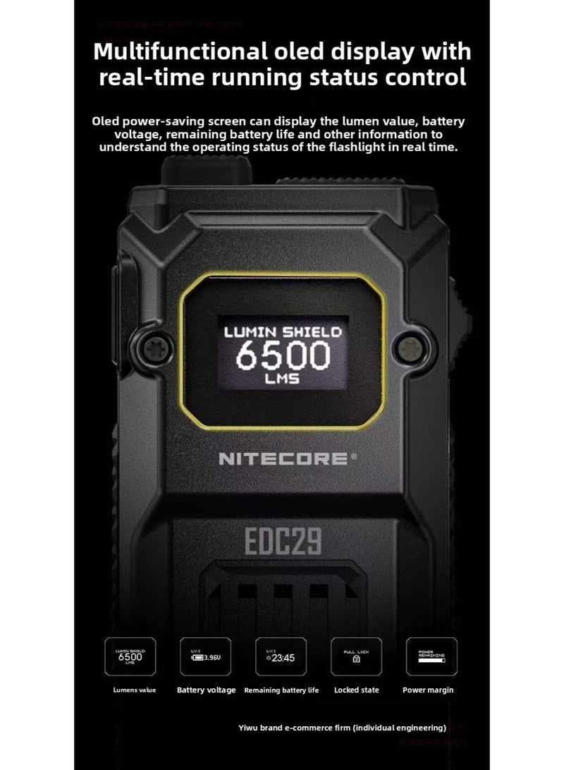Nitecore EDC29-6500 Lumen Every Day Carry Rechargeable Flashlight with Eco-Sensa USB-C Charging Cable - Image 2