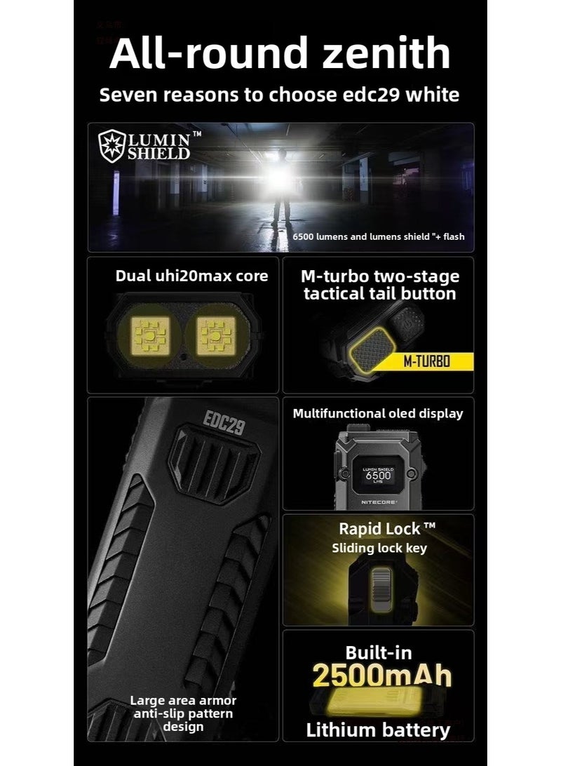 Nitecore EDC29-6500 Lumen Every Day Carry Rechargeable Flashlight with Eco-Sensa USB-C Charging Cable - Image 5