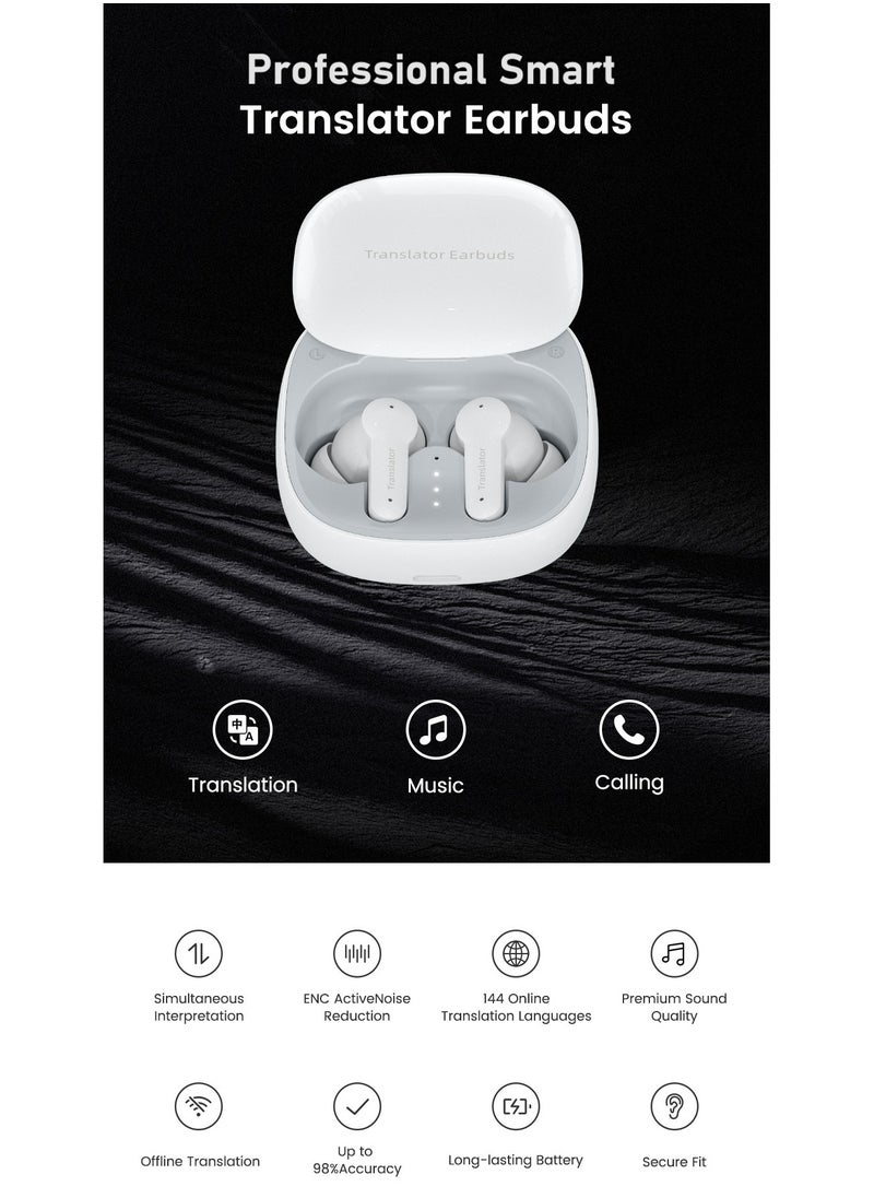 Generic - Professional Earbuds Smart Translator Headphones Intelligent Voice Translation Headset Binaural Simultaneous Translation 144 Languages & Accents Translation Music and Calling with APP Fit iOS &Android - Image 1