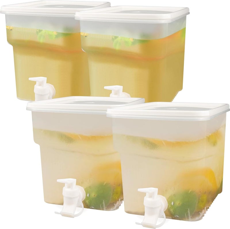 BEWBBAT 4 Pack 1.3 Gallon Drink Dispenser with Spigot for Fridge, Leakproof Plastic Water Container Fridge Beverage Dispenser Ice Juice Dispenser with Spigot for Home Party Restaurant Bar Buffet - Image 1