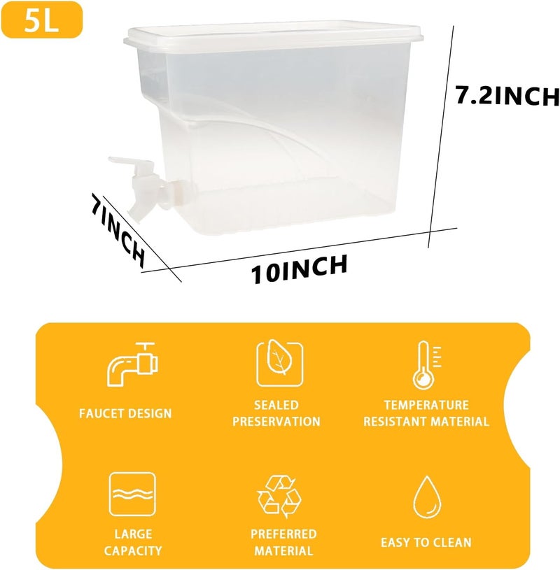 BEWBBAT 4 Pack 1.3 Gallon Drink Dispenser with Spigot for Fridge, Leakproof Plastic Water Container Fridge Beverage Dispenser Ice Juice Dispenser with Spigot for Home Party Restaurant Bar Buffet - Image 2