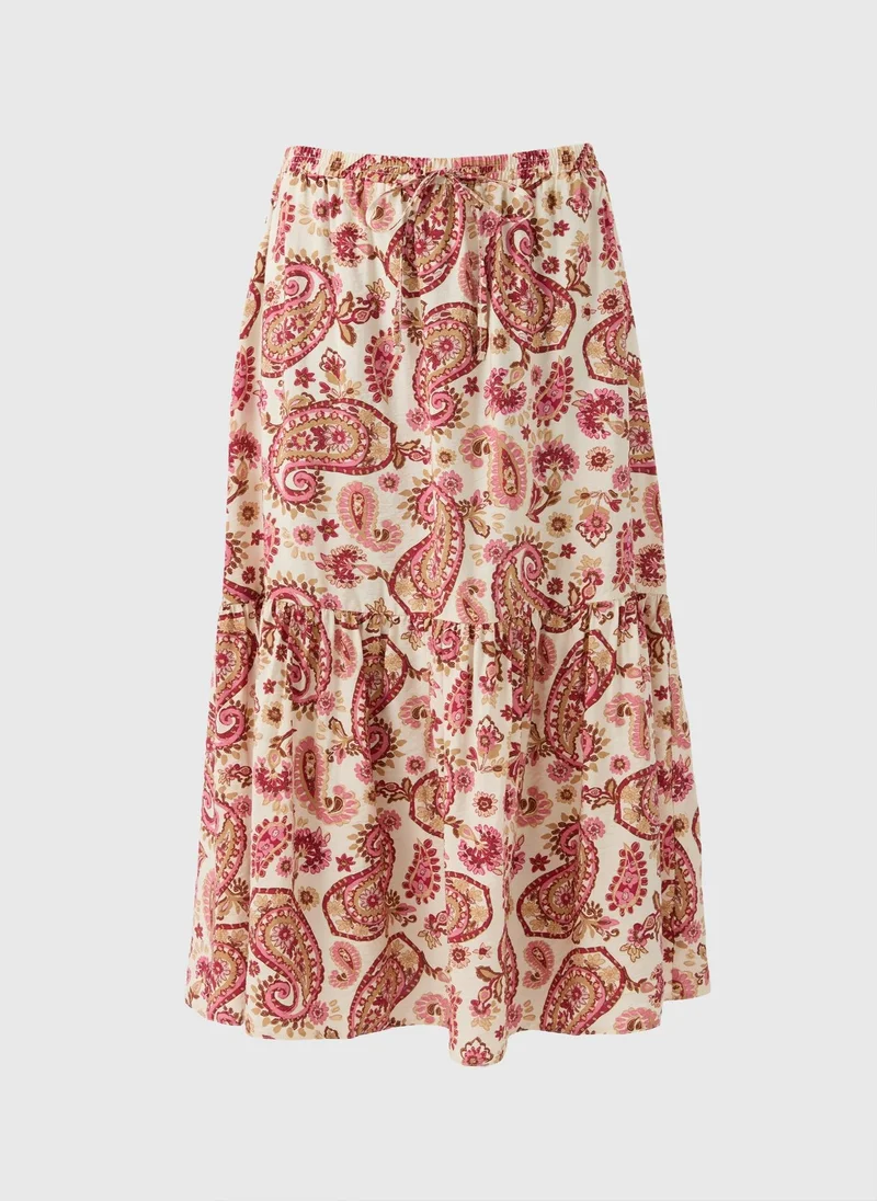 Matalan Pink Paisley Print Tiered Midaxi Skirt