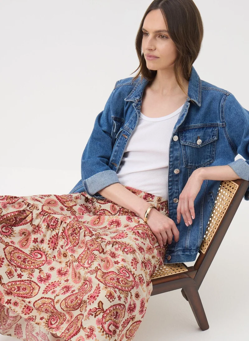 Matalan Pink Paisley Print Tiered Midaxi Skirt