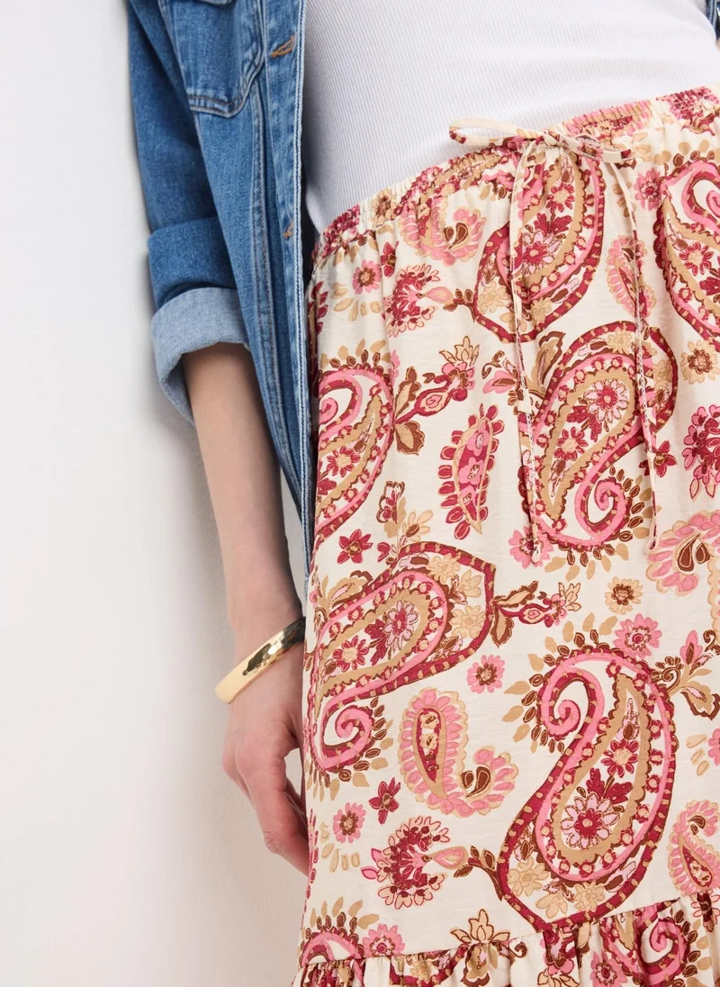 Matalan Pink Paisley Print Tiered Midaxi Skirt