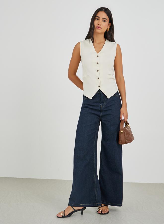 ستايلي ستيلي سترة بدون أكمام بأزرار عند الخصر - Image 2