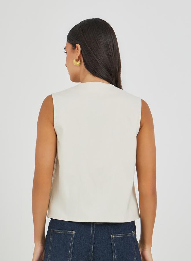 ستايلي ستيلي سترة بدون أكمام بأزرار عند الخصر - Image 4