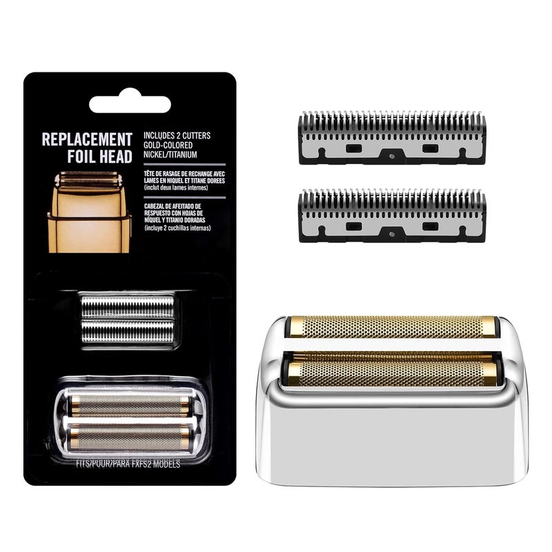 Amorka Replacement Foil and Cutters for BaBylissPRO Barberology Double Foil Shaver, Replacement Foil for BaBylissPRO Barberology FXFS2 Shaver, Silver