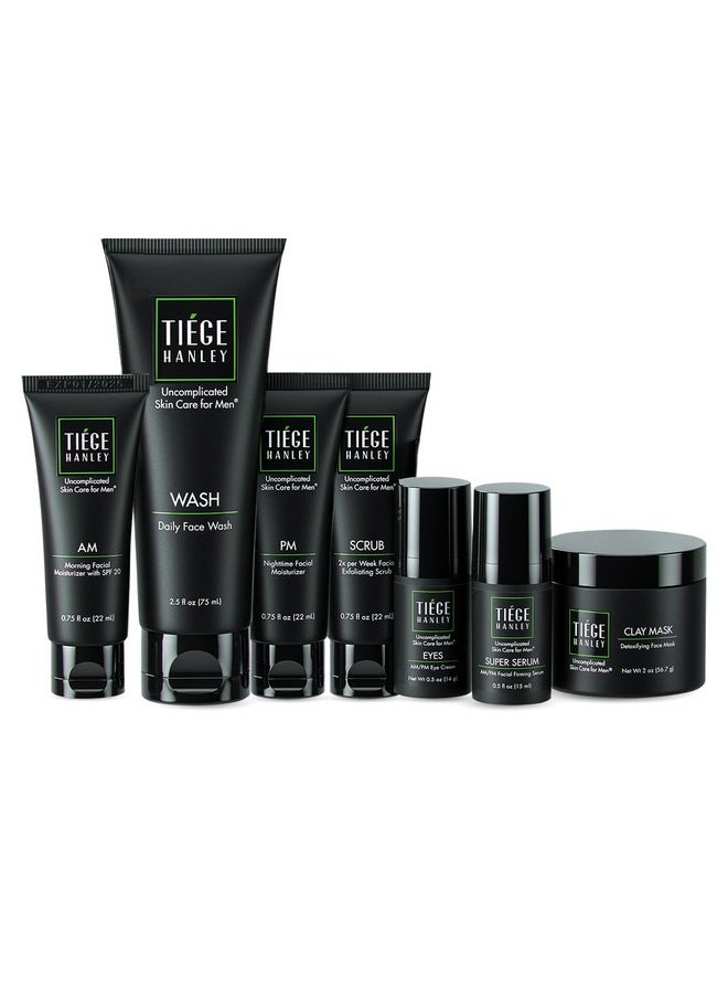 tiege hanley - Tiege Hanley Mens Skin Care Set, Revitalization Skin Care Routine for Men (System Level 4) - Men's Skincare Set for Fine Lines Includes Face Wash, Scrub, Moisturizer, Eye Cream, Face Serum, Clay Mask - Image 1