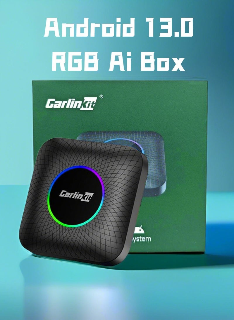 Carlinkit (For KSA  Package design) CarPlay Ai Box 8G+128G Android 13 Wireless Adapter for Car, 8GB+128GB (512GB Expandable), Qualcomm SM6225 8-Core, 4G LTE Hotspot & GPS, RGB Light/Non-RGB for Wired CarPlay Cars - Image 1