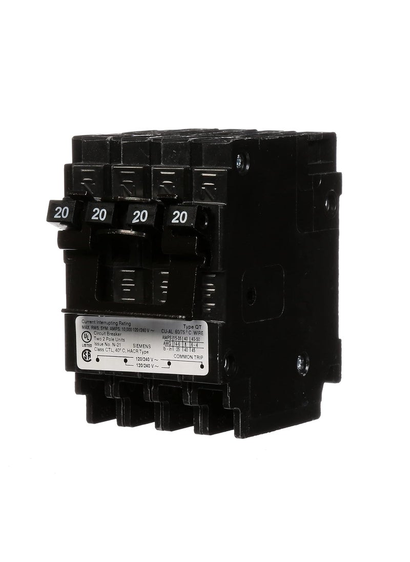 SIEMENS SIEMENS Q22020CT2 Two 20Amp Double Pole Circuit Breaker As Shown in The Image  - Image 1