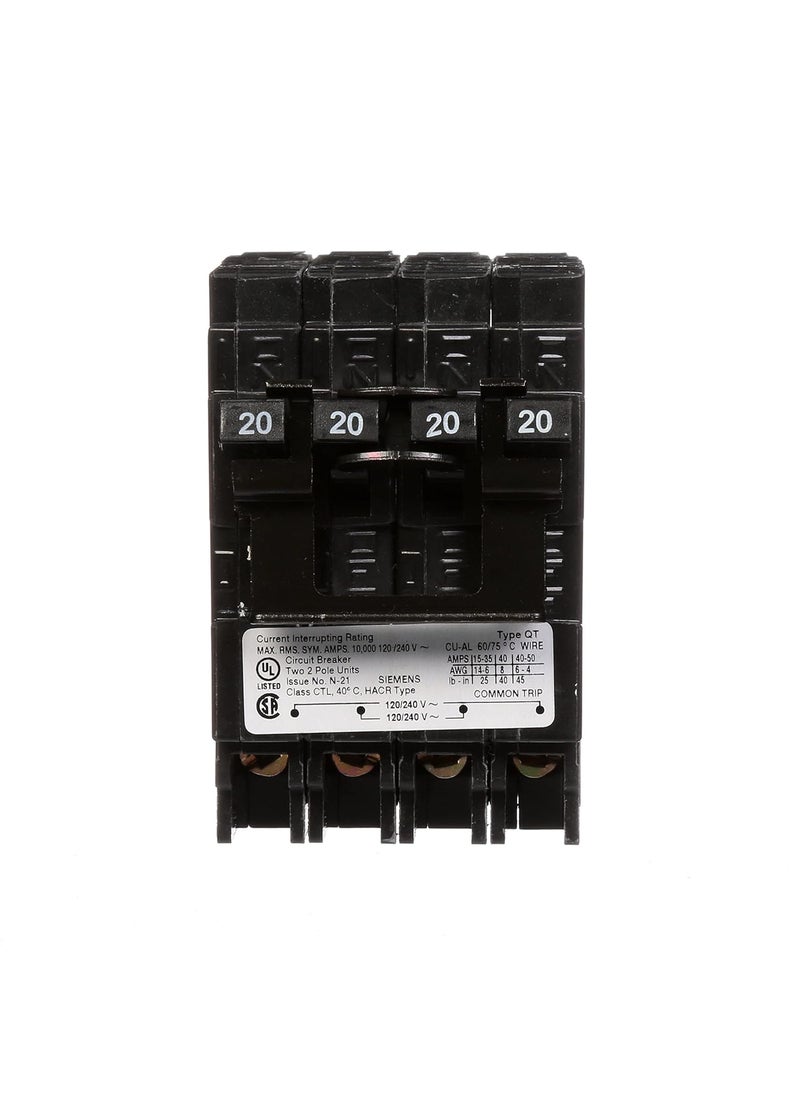 SIEMENS SIEMENS Q22020CT2 Two 20Amp Double Pole Circuit Breaker As Shown in The Image  - Image 3