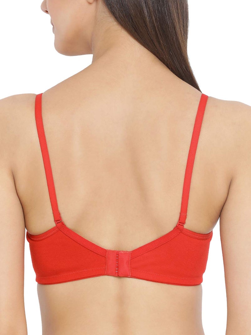 Clovia Women's Cotton Lightly Padded Wire Free T-Shirt Bra (BR1834P0434D_Red_34D) - Image 2