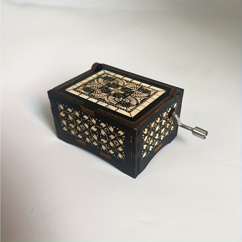PETO 1 Vintage Music Box - Hand-Cranked Laser Engraved 'You Are My Sunshine', No Electricity Needed, Desktop Decoration, Birthday/Anniversary/Wedding Gift for Women, Moms, Wives - Home or Office Decor, Exquisite Textured Details, Metallic Accents, Touching Gift, Mother's Day Present - Image 5