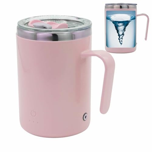 daasigwaa Rechargeable Self Stirring Mug - Magnetic Adsorption Charging | IPX7 | Electric Auto Mixing Stainless Steel Cup 400 ml/13.5 oz(Pink) - Image 1
