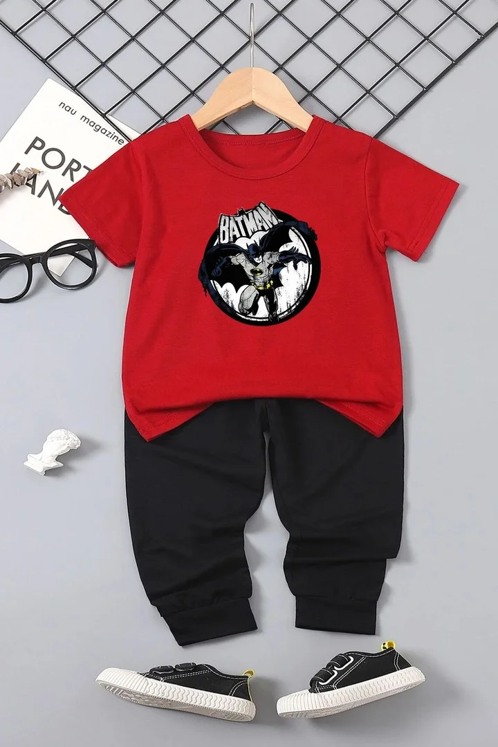 ONLYTRENDWEAR Childrens Batman Bottom - Top Tracksuit Set 3-4 Years Old Red