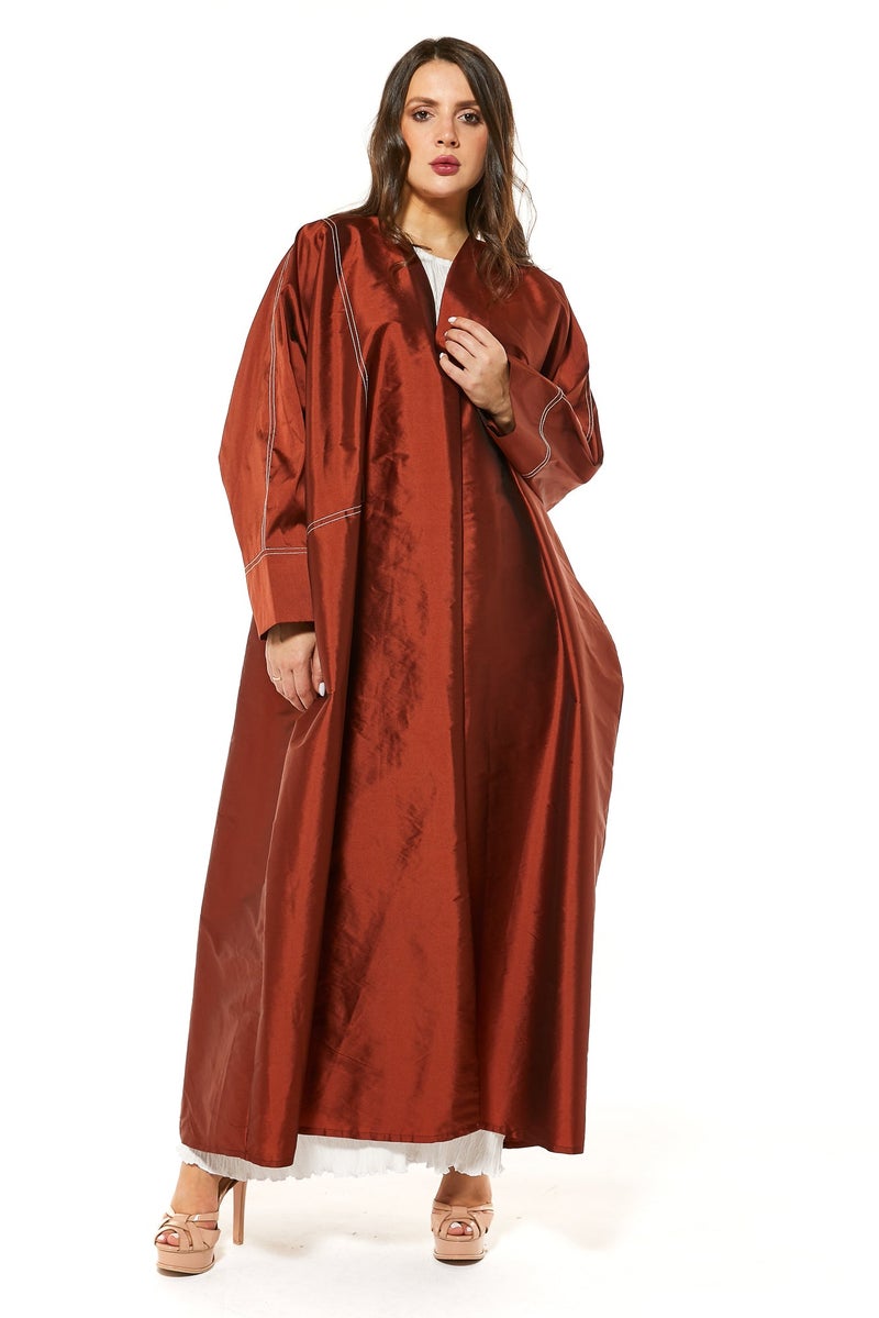 Moistreet V-Neck Satin Abaya - Image 2