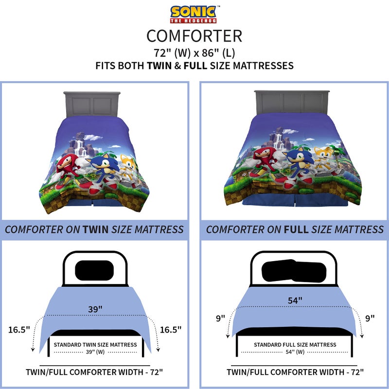 Franco Kids Bedding Super Soft Microfiber Reversible Comforter, Twin/Full, Sonic The Hedgehog, Anime - Image 3