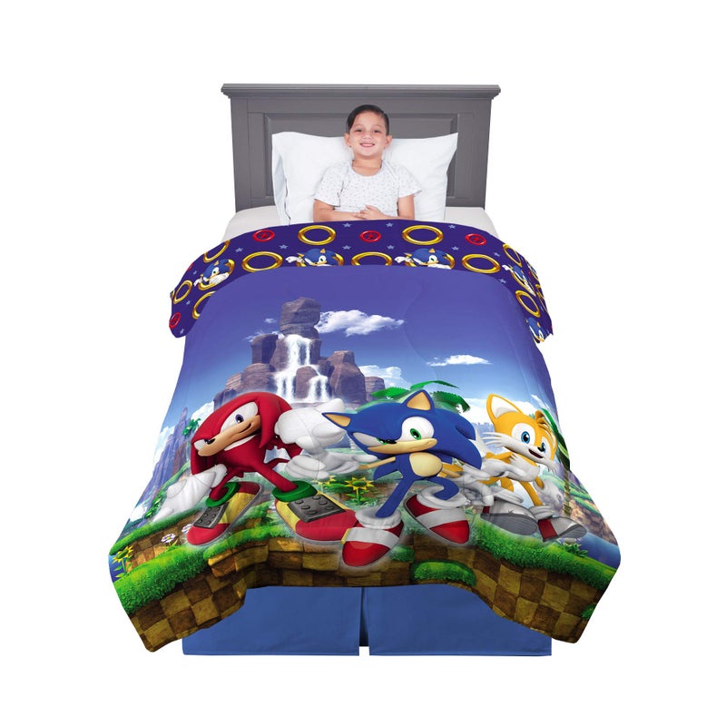 Franco Kids Bedding Super Soft Microfiber Reversible Comforter, Twin/Full, Sonic The Hedgehog, Anime - Image 1