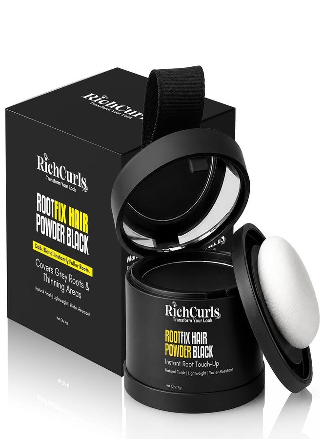 RichCurls Hair Root Touch Up Powder Black 4g Hair Cover Up for Grey Hair - Image 1