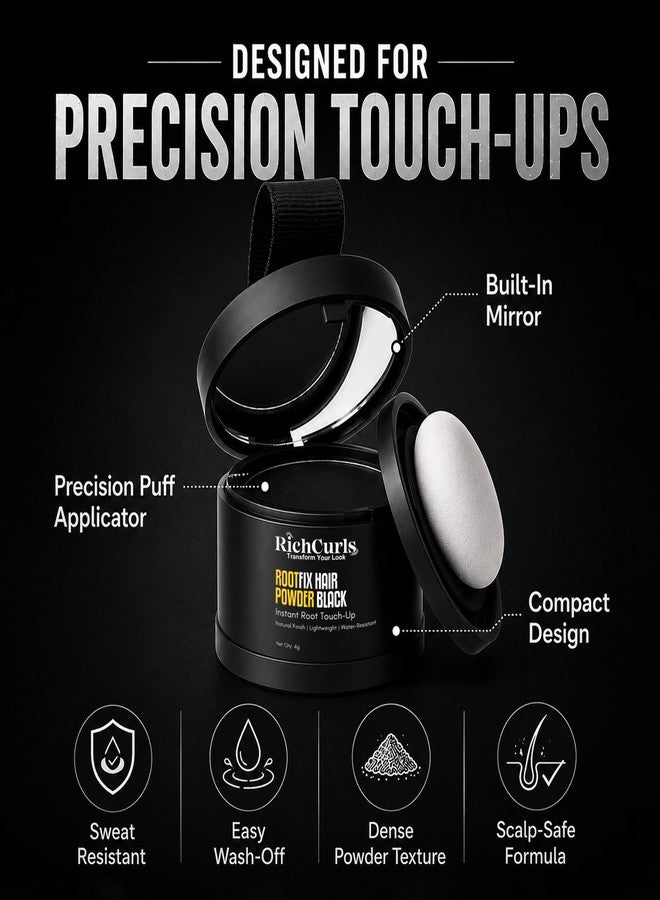 RichCurls Hair Root Touch Up Powder Black 4g Hair Cover Up for Grey Hair - Image 5