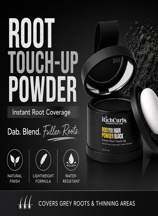 RichCurls Hair Root Touch Up Powder Black 4g Hair Cover Up for Grey Hair - Image 2