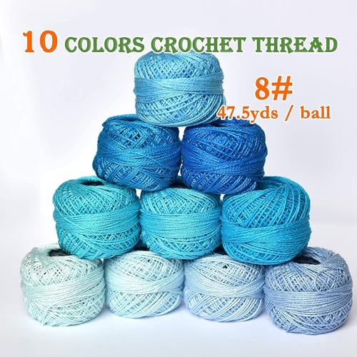 colored bird Size 8 Crochet Thread 10 Colors for Crochet Hardanger Cross Stitch Needlepoint Hand Embroidery (New Blue Series) - Image 2
