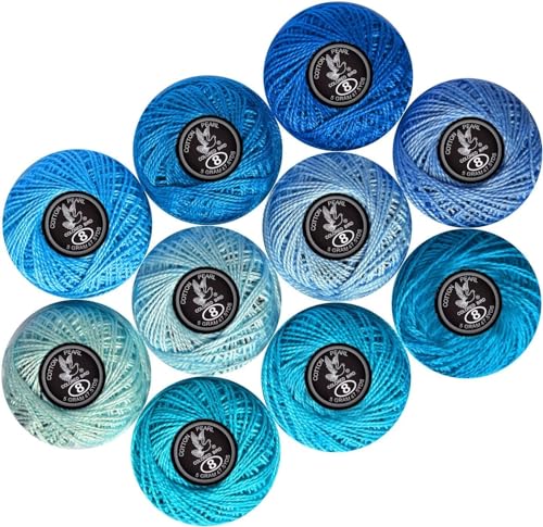 colored bird Size 8 Crochet Thread 10 Colors for Crochet Hardanger Cross Stitch Needlepoint Hand Embroidery (New Blue Series) - Image 1