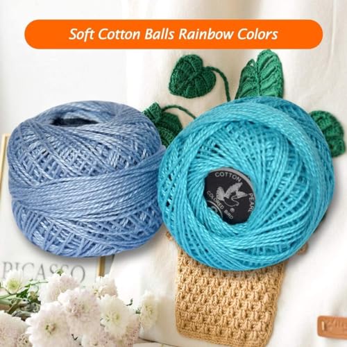 colored bird Size 8 Crochet Thread 10 Colors for Crochet Hardanger Cross Stitch Needlepoint Hand Embroidery (New Blue Series) - Image 4