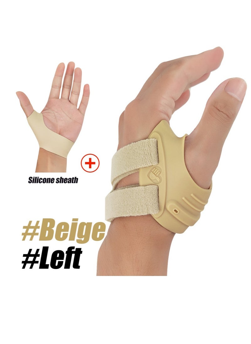 AROAQ Thumb Support Brace, Restriction Splint Thumb Stabilizer, Adjustable CMC Joint Thumb Brace, Pain Relief Thumb Stabilizer Brace For Both Men And Women, (Pack Of 2pcs, Large, Beige Left)  - Image 1