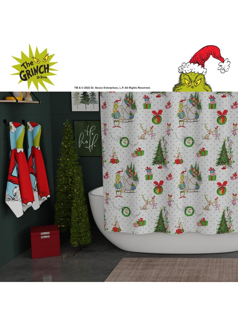 Franco Franco Grinch Holiday Christmas Bath Microfiber Shower Curtain  72x72  (Officially Licensed Product)  - Image 5