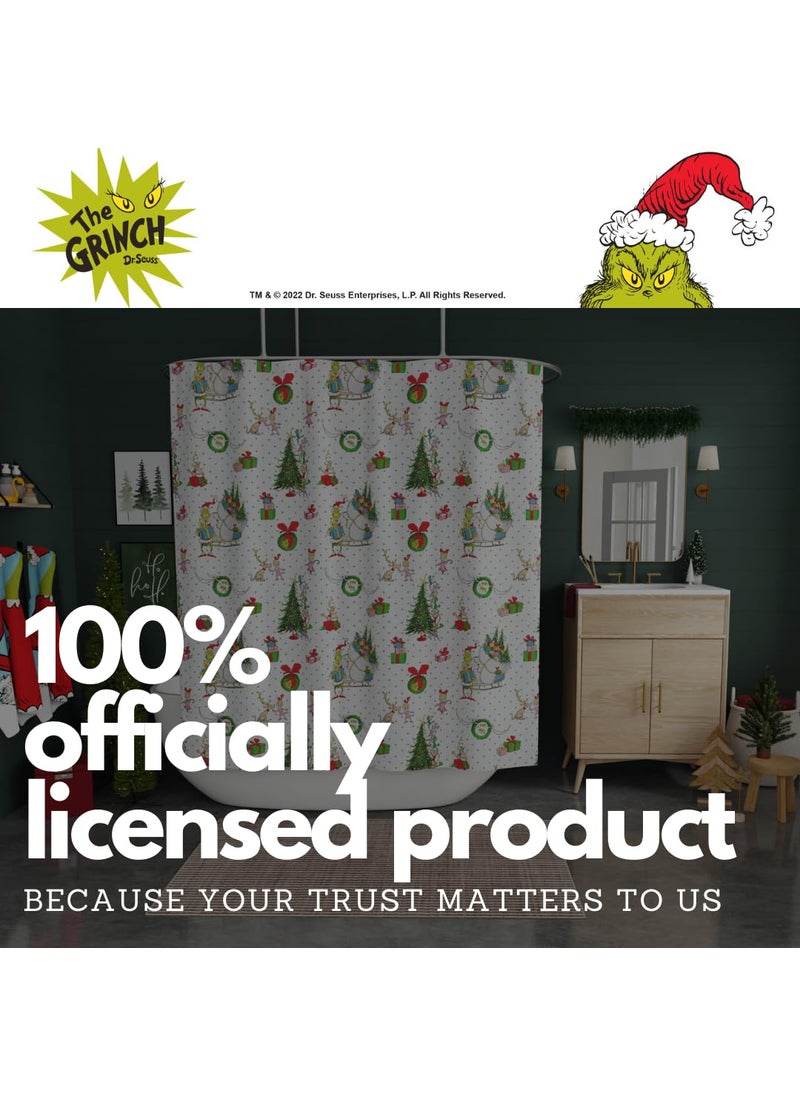 Franco Franco Grinch Holiday Christmas Bath Microfiber Shower Curtain  72x72  (Officially Licensed Product)  - Image 4