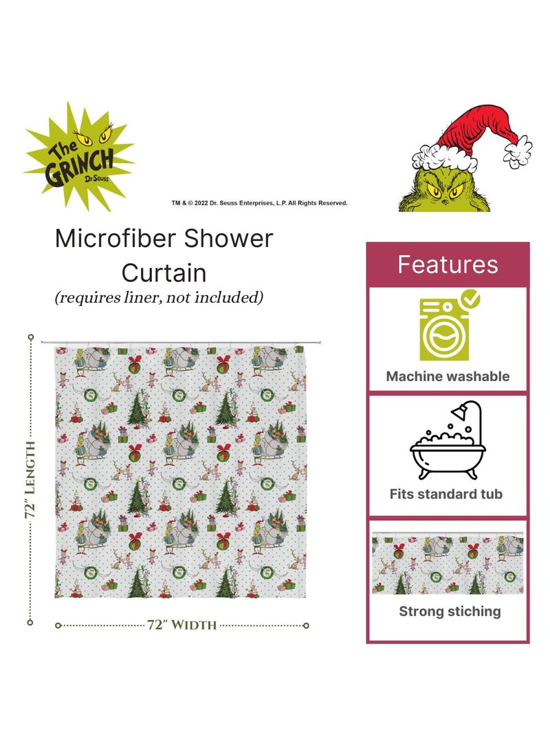 Franco Franco Grinch Holiday Christmas Bath Microfiber Shower Curtain  72x72  (Officially Licensed Product)  - Image 2