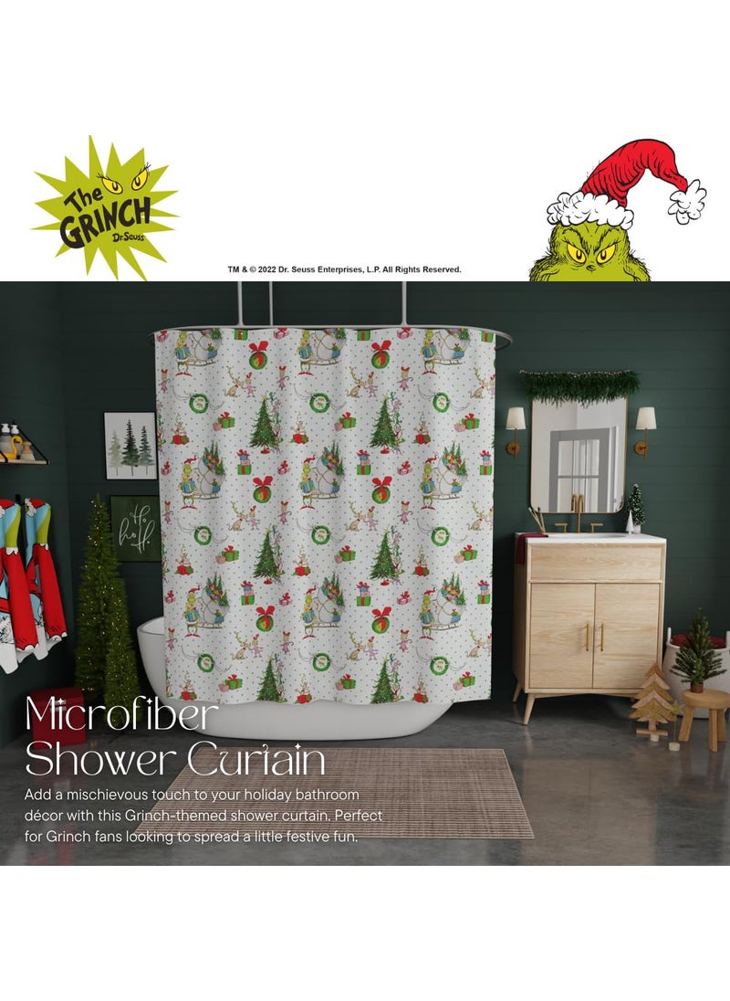 Franco Franco Grinch Holiday Christmas Bath Microfiber Shower Curtain  72x72  (Officially Licensed Product)  - Image 3