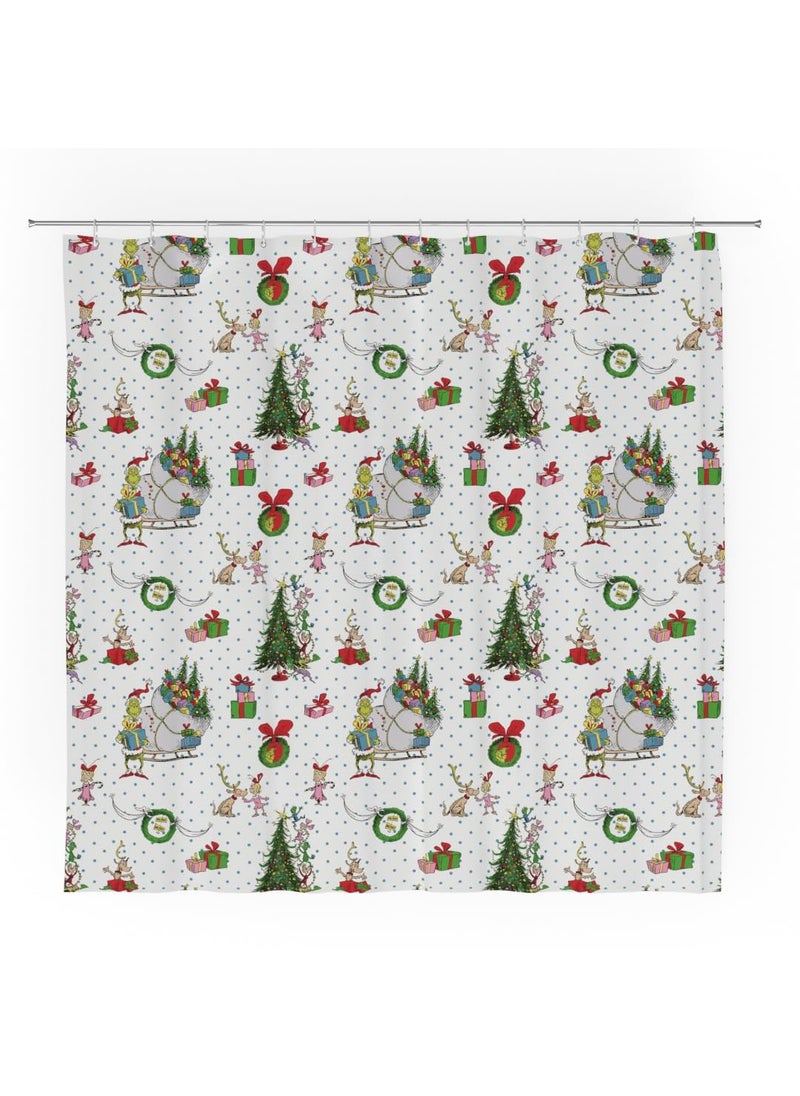 Franco Franco Grinch Holiday Christmas Bath Microfiber Shower Curtain  72x72  (Officially Licensed Product)  - Image 1