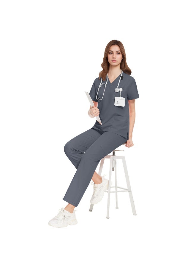 NIBEMINENT Scrub Set  Doctor Nurse Uniforms Hospital Beauty Salon Surgeon Clinic Medical Nursing Clothes Dental Pediatric Work Suit - Image 1