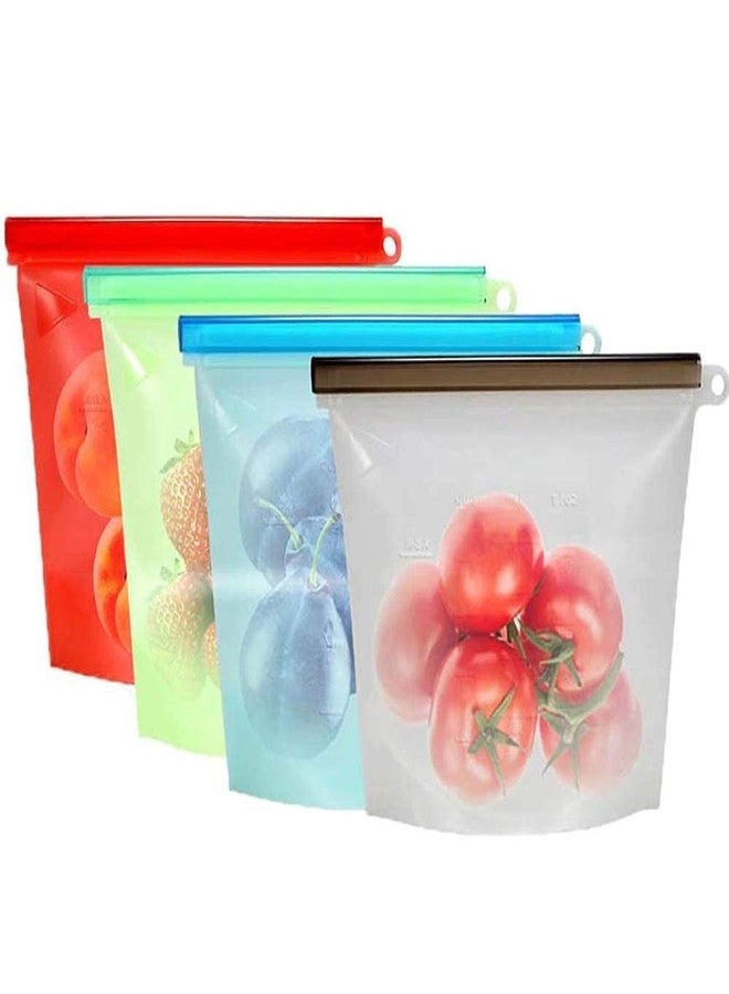 KASUMBI Reusable Silicone Food Storage Bag, Microwave Dishwasher Freezer Oven Safe Food Preservation Airtight Seal Storage Food Grade & BPA Free Bag - Pack Of 4 - Image 1