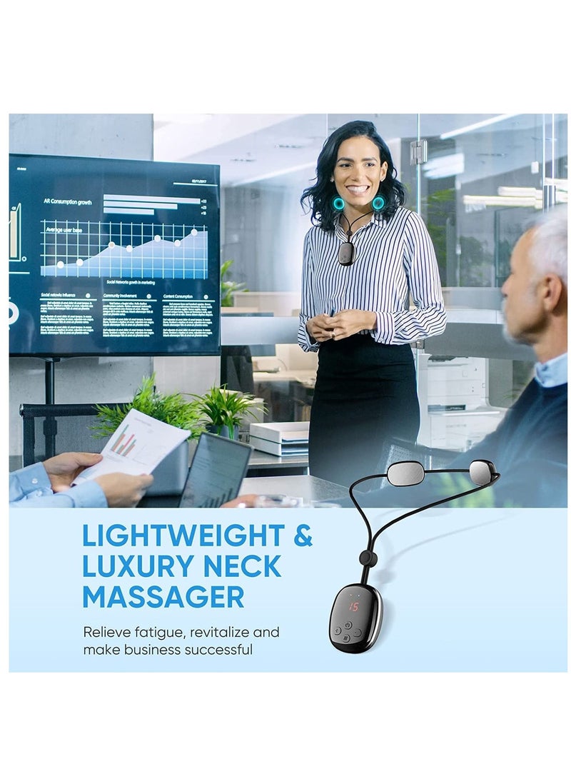 Sharpdo EMS Neck Acupoints Massage Lymphvitic Device, Intelligent Neck Massager with Heat, EMS Lymphatic Drainage Neck Massager, 5 Modes, 15 Gears, Portable Electric Pulse Neck Massage - Image 2
