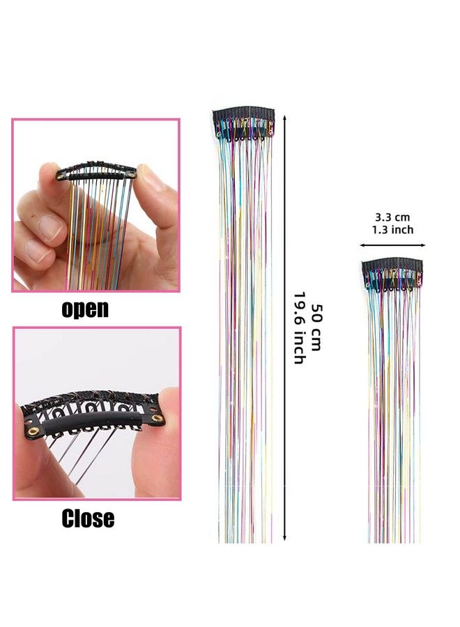 YOOONXI 12Pcs Hair Tinsel Clip In 19.6Inch Silver Hair Tinsel Kit Heat Resistant Shiny Fairy Glitter Hair Clip In Tinsel Hair Extensions Sparkle Strands Hair Accessories For Women Girls Kids - Image 5