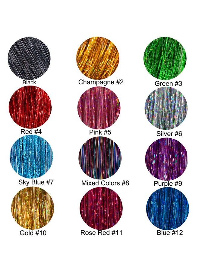 YOOONXI 12Pcs Hair Tinsel Clip In 19.6Inch Silver Hair Tinsel Kit Heat Resistant Shiny Fairy Glitter Hair Clip In Tinsel Hair Extensions Sparkle Strands Hair Accessories For Women Girls Kids - Image 3