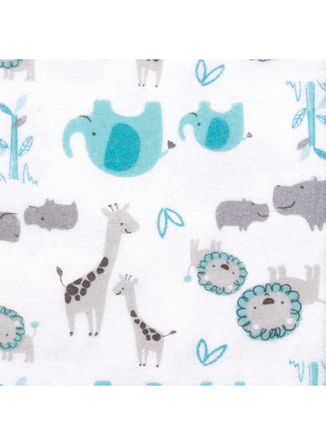 Gerber Gerber Boys Newborn Infant Baby Toddler Nursery 100% Cotton Flannel Receiving Swaddle Blanket, Safari White, 5 Count (Pack of 1)  - Image 2