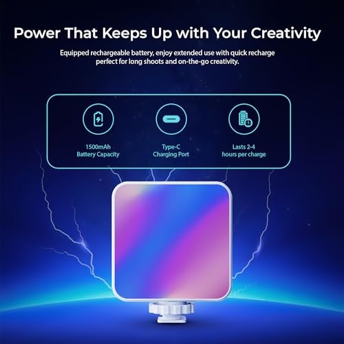 Digitek (LED-D6W RGB) Portable Mini RGB LED Video Light with inbuild Battery & 360° HSI, 3000K-6000K, 8-Level Control, 9 Special FX Modes, Type-C Charging, 2hr Battery, for Photography & Videoshoots - Image 3