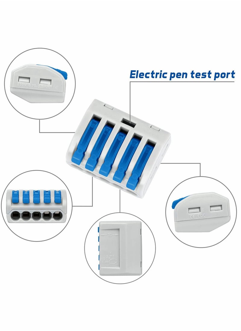 SYOSI - 141Pcs Lever Wire Connectors, Compact Splicing Conductor Connector for Solid Stranded Flexible Wires 28-12 AWG (Blue) - Image 1