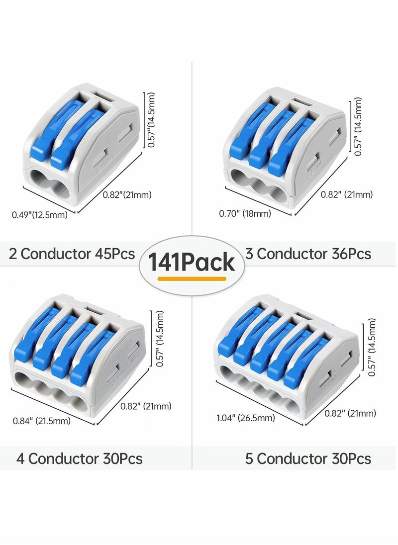 SYOSI - 141Pcs Lever Wire Connectors, Compact Splicing Conductor Connector for Solid Stranded Flexible Wires 28-12 AWG (Blue) - Image 1
