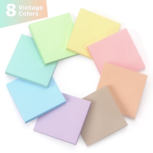 OSBOO Sticky Notes 3x3inch, 8 Pads Self-Stick Notes, 8 Pastel Multi Colors with Gray Note Pads, Suitable for School, Home, Office, 80 Sheets/Pad - Image 2