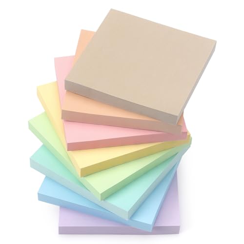 OSBOO Sticky Notes 3x3inch, 8 Pads Self-Stick Notes, 8 Pastel Multi Colors with Gray Note Pads, Suitable for School, Home, Office, 80 Sheets/Pad - Image 1