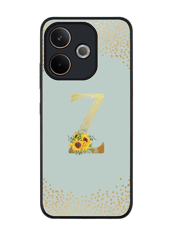 Stylizedd غطاء لهاتف أوبو A5 برو 5G / A5 برو 4G / 5G، حماية كاميرا رفيعة، غطاء هاتف مقاوم للصدمات - مونوغرام زهور مخصص - ز (رمادي فاتح)  - Image 1