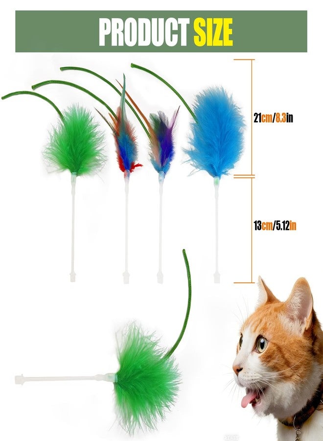 Hokoad 6 Pcs Cat Feather Toys Replacement Compatible with P43, 3 Colors Cat Toy Wand Refills, Cat Toy Feathers Refill, Interactive Cat Teaser Wand Attachments, Only Accessories - Image 3