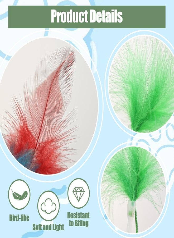 Hokoad 6 Pcs Cat Feather Toys Replacement Compatible with P43, 3 Colors Cat Toy Wand Refills, Cat Toy Feathers Refill, Interactive Cat Teaser Wand Attachments, Only Accessories - Image 4