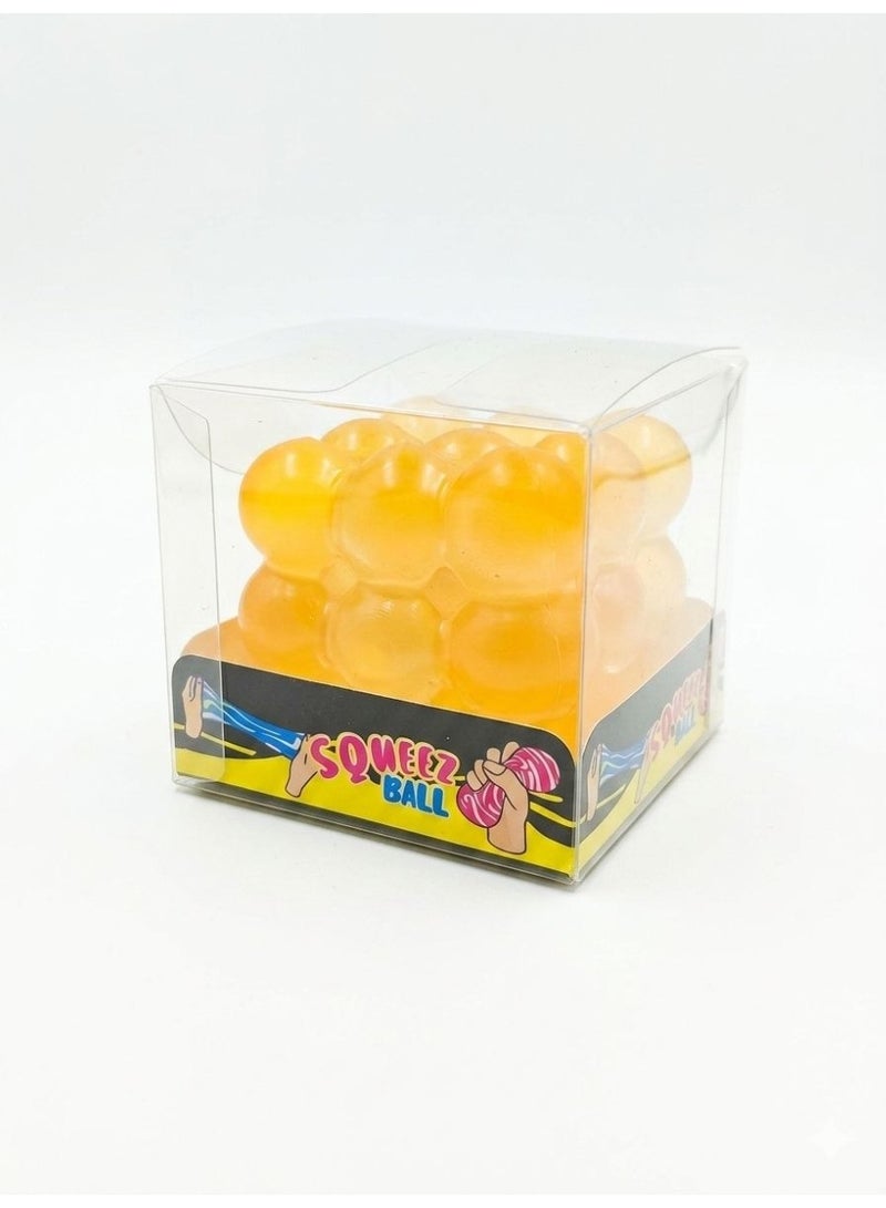 Squeez Ball Foam Bubble Cube Stress Toy - Assorted Colors - Image 1