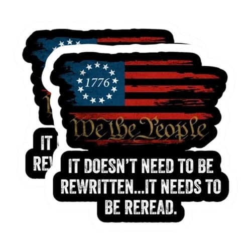eDesign 2Pack We The People American Flag Vinyl Sticker Decal 4 Inches United States Patriotic Car Decals for Truck SUV Van Window Bumper Wall Laptop Tablet Waterbottle and Any Smooth Surface - Image 1